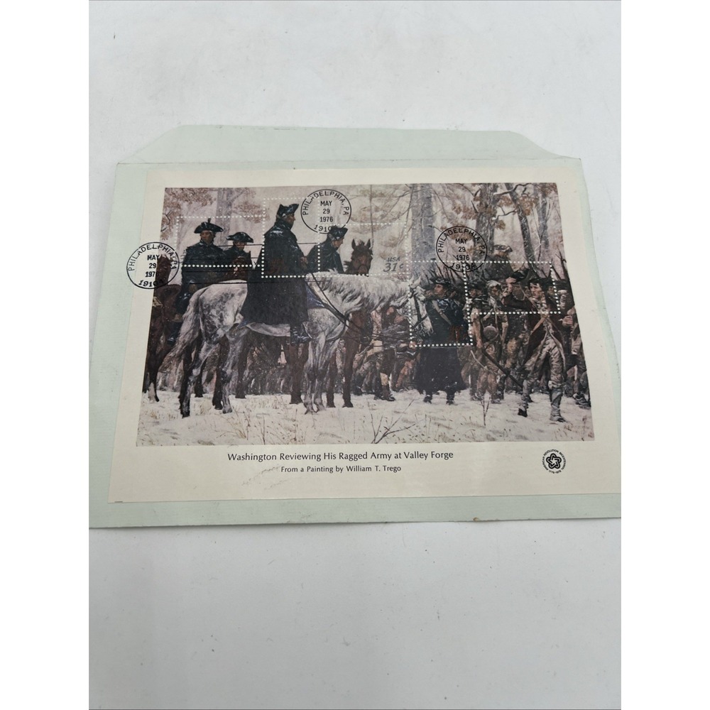 WASHINGTON REVIEWING HIS RAGGED ARMY: USPS Stamp Sheet=1976